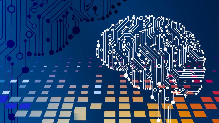 Circuit board brain representing artificial intelligence
